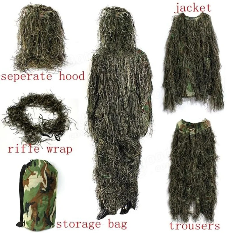 Tactical Camouflage Woodland Sniper Ghillie Suit Secretive Hunting Clothe Invisibility Cloak Clothing 3D camouflage Hunting set
Tactical Camouflage Woodland Sniper Ghillie Suit Secretive Hunting Clothe Invisibility Cloak Clothing 3D camouflage Hunting set