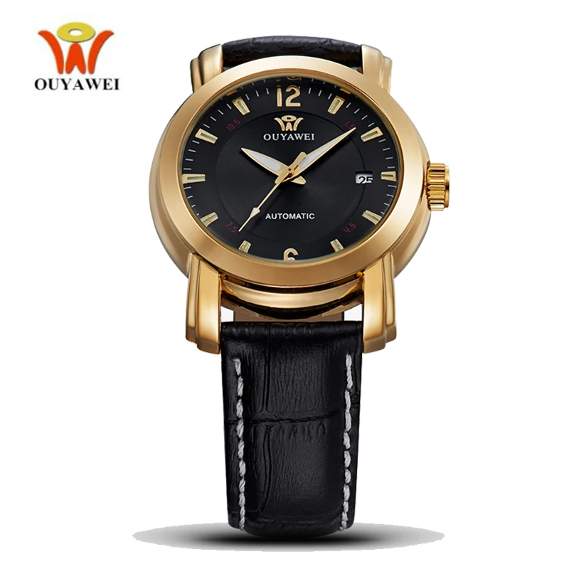 OUYAWE Automatic Mechanical Mens Watch Auto Date 40mm Case Simple High End Genuine Leather Belt Gold Watches Luxury hand Clock
OUYAWE Automatic Mechanical Mens Watch Auto Date 40mm Case Simple High End Genuine Leather Belt Gold Watches Luxury hand Clock