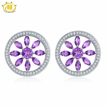 Hutang Flower Stud Earrings 1.74ct Natural Gemstone African Amethyst Solid 925 Sterling Silver Fine Stone Jewelry For Women Gift
Hutang Flower Stud Earrings 1.74ct Natural Gemstone African Amethyst Solid 925 Sterling Silver Fine Stone Jewelry For Women Gift