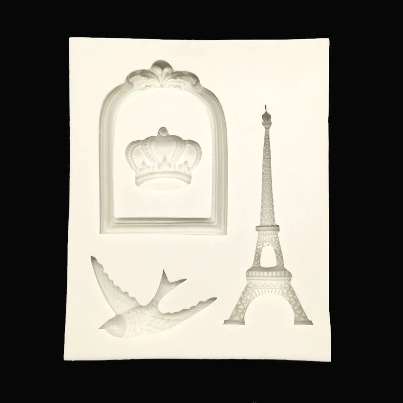 

Eiffel Tower And The Bird Shapes Silicone Sugarcraft Mould, Fondant Cake Decorating Tools Bakeware