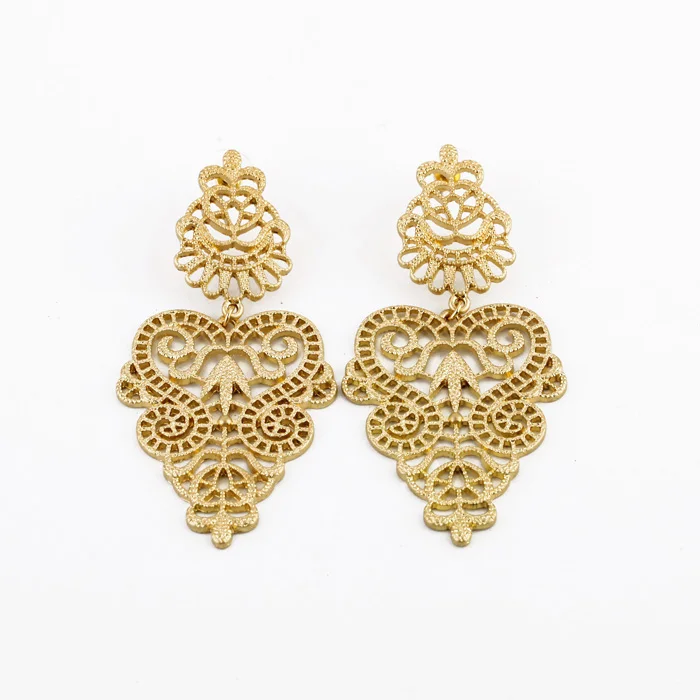 New Women Fashion Jewelry Ethnic Flower Gold Alloy Metal Filigree Drop Statement Lady Dangle Ear Studs Earing 3.3" Long Earrings
New Women Fashion Jewelry Ethnic Flower Gold Alloy Metal Filigree Drop Statement Lady Dangle Ear Studs Earing 3.3" Long Earrings