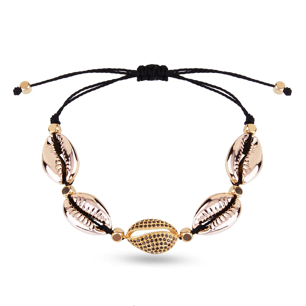 Cowrie Seahell Shiny Black CZ Copper Shells Charm Waxed Thread Macramed Bracelet Woman Man Adjustable Zircon Beach Anklet Gift
Cowrie Seahell Shiny Black CZ Copper Shells Charm Waxed Thread Macramed Bracelet Woman Man Adjustable Zircon Beach Anklet Gift