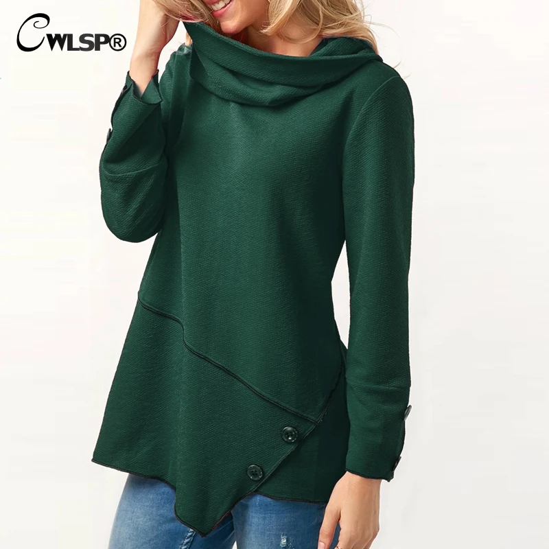 CWLSP 2018 Autumn Women Loose Hoodies Sweatshirt Casual Scarvf Collar with Buttons Tops Plus size Tracksuit Pullovers QZ2515
CWLSP 2018 Autumn Women Loose Hoodies Sweatshirt Casual Scarvf Collar with Buttons Tops Plus size Tracksuit Pullovers QZ2515