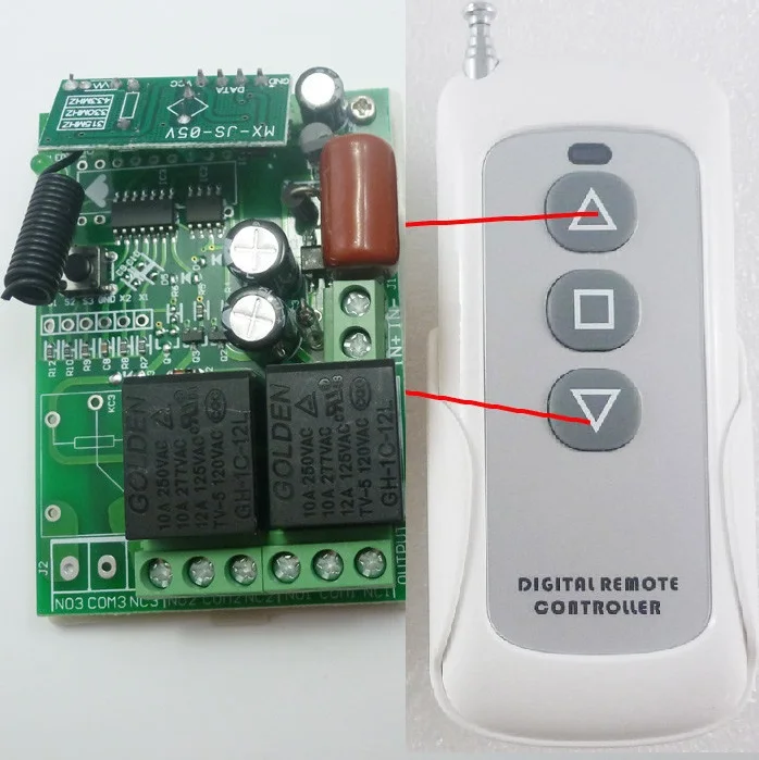 DC 220V Receiver 3 button 433M Remote Controler RF Wireless AC Motor Reverse Controler Start Stop Switch Board AK027*1+TB421*1
DC 220V Receiver 3 button 433M Remote Controler RF Wireless AC Motor Reverse Controler Start Stop Switch Board AK027*1+TB421*1