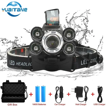 2019 LED Headlight 3000 headlamp 5*T6 Zoomable Head Lamp Waterproof Flashlight Torch Head light use 18650 Battery for Fishing
2019 LED Headlight 3000 headlamp 5*T6 Zoomable Head Lamp Waterproof Flashlight Torch Head light use 18650 Battery for Fishing