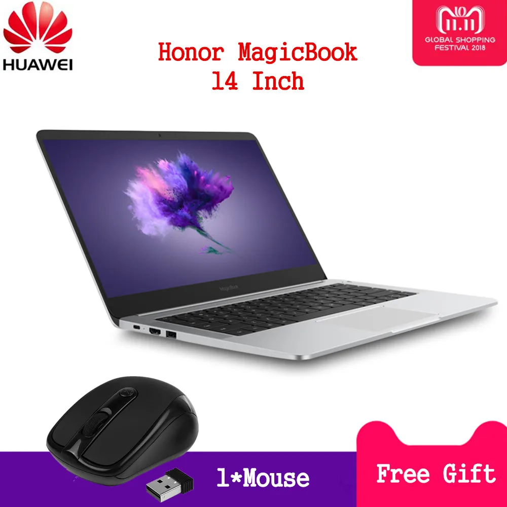 

HUAWEI Honor MagicBook Laptop 14'' 16:9 Full HD Windows 10 Pro AMD Ryzen 5 2500U Quad Core 8GB DDR4 256GB SSD Notebook HDMI