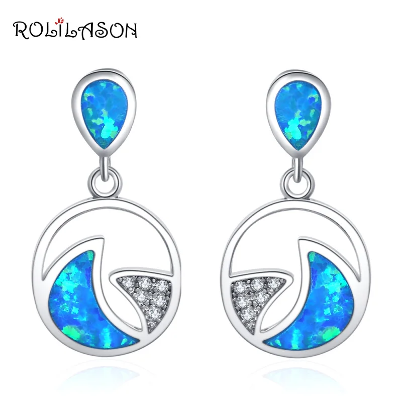 ROLILASON For women Circle pattern design Created blue fire opal Drop Earrings 925 Silver Earrings Wedding Jewelry OE739
ROLILASON For women Circle pattern design Created blue fire opal Drop Earrings 925 Silver Earrings Wedding Jewelry OE739
