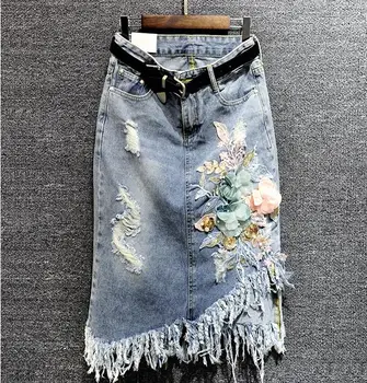 2019 Summer Fashion Women Beading Flower Tassel Irregular High Waisted Denim Skirt Woman Embroidery Slim Jeans Skirts 1978
2019 Summer Fashion Women Beading Flower Tassel Irregular High Waisted Denim Skirt Woman Embroidery Slim Jeans Skirts 1978