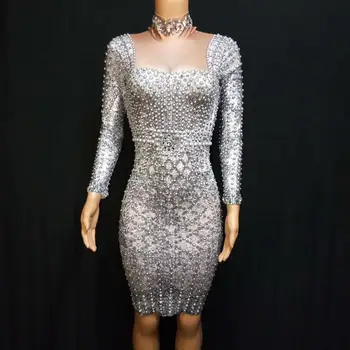 Fashion Pearls Rhinestones Dress Evening Party Show Long Sleeves Prom Nude Gray Dress Singers Birthday Celebrate Dresses DJ510
Fashion Pearls Rhinestones Dress Evening Party Show Long Sleeves Prom Nude Gray Dress Singers Birthday Celebrate Dresses DJ510