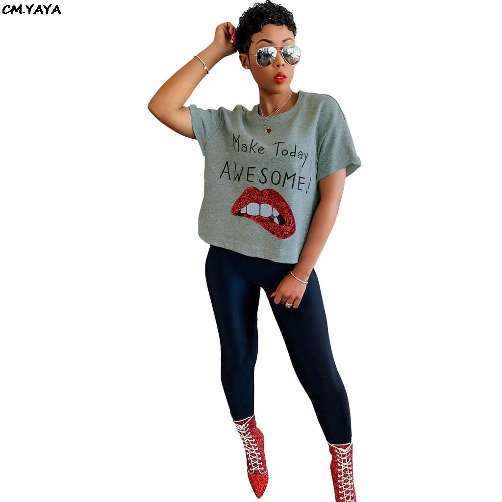 2019 new summer women short sleeve sequins sexy mouth letter print side split tee top classic design fashion t-shirts YT3102
2019 new summer women short sleeve sequins sexy mouth letter print side split tee top classic design fashion t-shirts YT3102