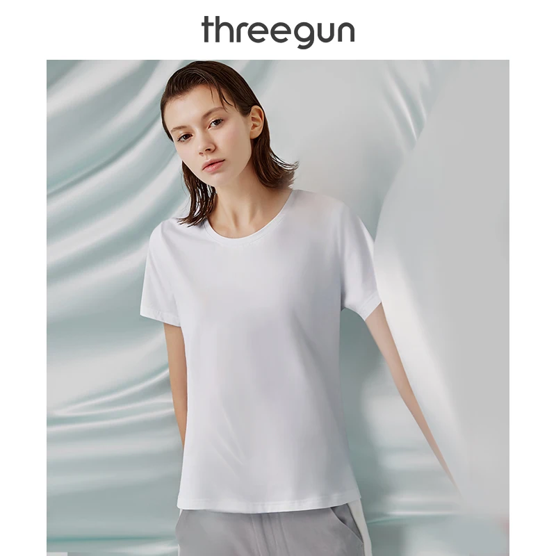 THREEGUN T-shirt Women Cotton Spandex T Shirt Silk Soft Stretch 2019 Spring Summer Simple White Black New Base Bottoming Tees
THREEGUN T-shirt Women Cotton Spandex T Shirt Silk Soft Stretch 2019 Spring Summer Simple White Black New Base Bottoming Tees