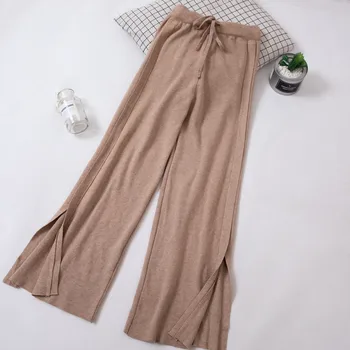 Autumn Winter Women Long Trousers Female Thick Split Wide Leg Pants Elastic High Waist Knitted Pants Casual Loose Pants AB1189
Autumn Winter Women Long Trousers Female Thick Split Wide Leg Pants Elastic High Waist Knitted Pants Casual Loose Pants AB1189