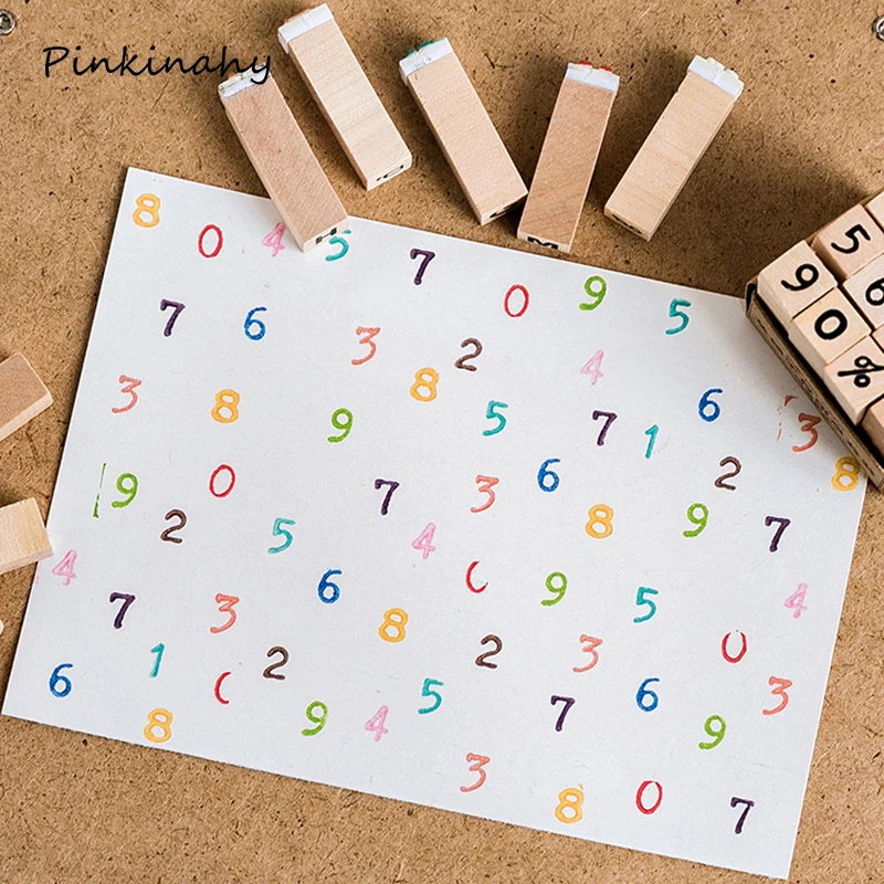 Фото Винтажный базовый набор деревянных штампов с цифрами и буквами - купить