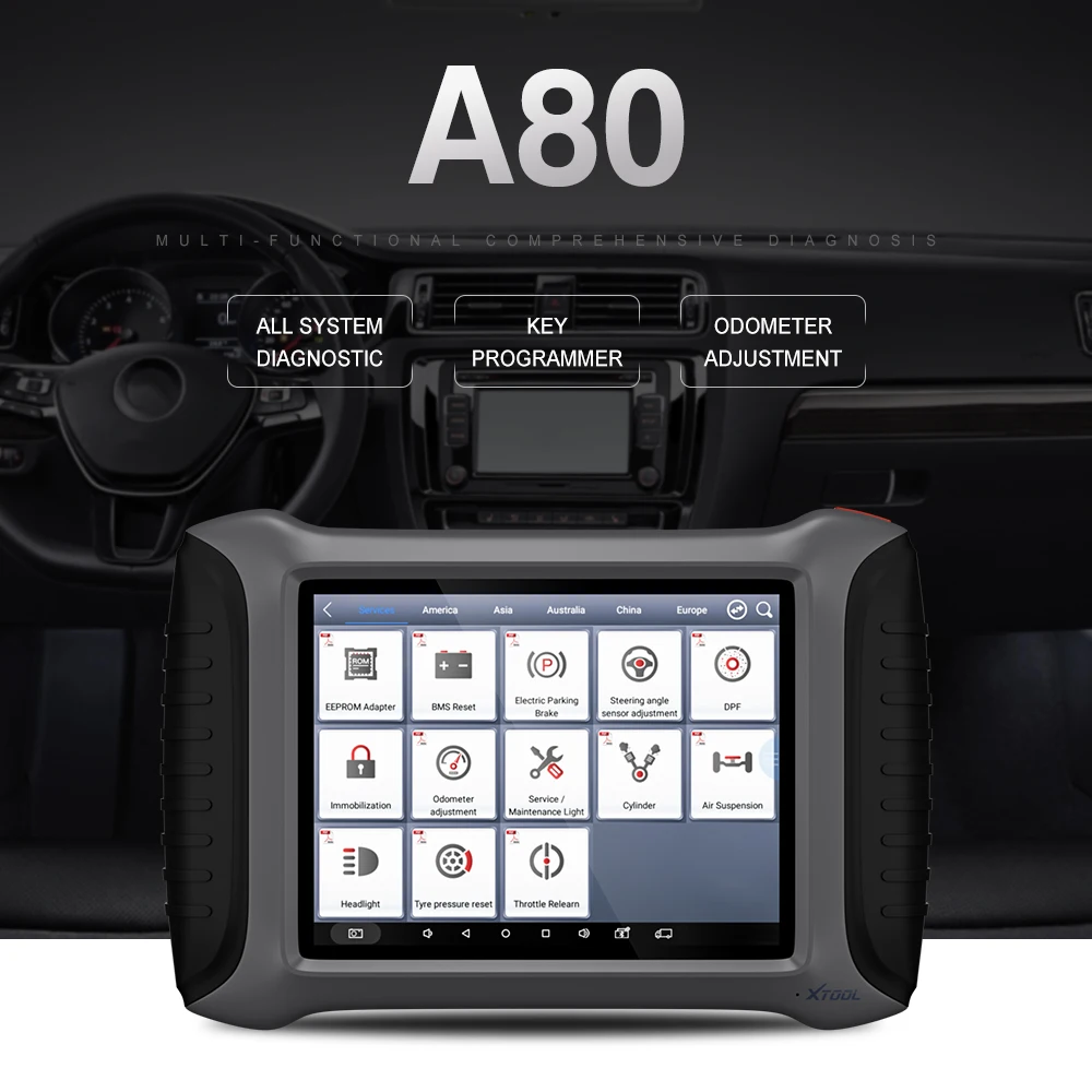 OBD2 100% Original XTOOL A80 With Bluetooth/WiFi Full System Car OBDII Car Repair Tool Vehicle Programming/Odometer adjustment
OBD2 100% Original XTOOL A80 With Bluetooth/WiFi Full System Car OBDII Car Repair Tool Vehicle Programming/Odometer adjustment