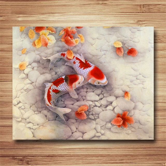 Рыба 40*50 см DIY Цифровая живопись маслом по номерам краски рисования раскраски