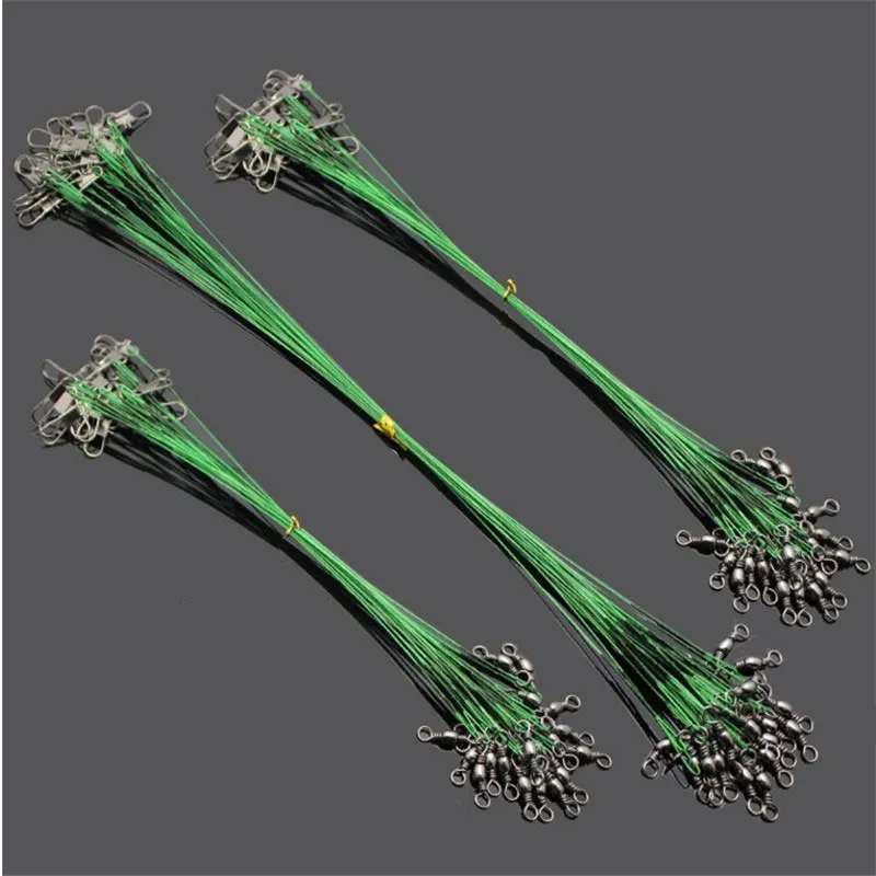 

10Pcs Anti-bite Fly Leash Fishing Lead Line Trace Rope Wire Leading Line Swivel Stainless Steel Rolling Swivels 15cm 20cm 25 Cm