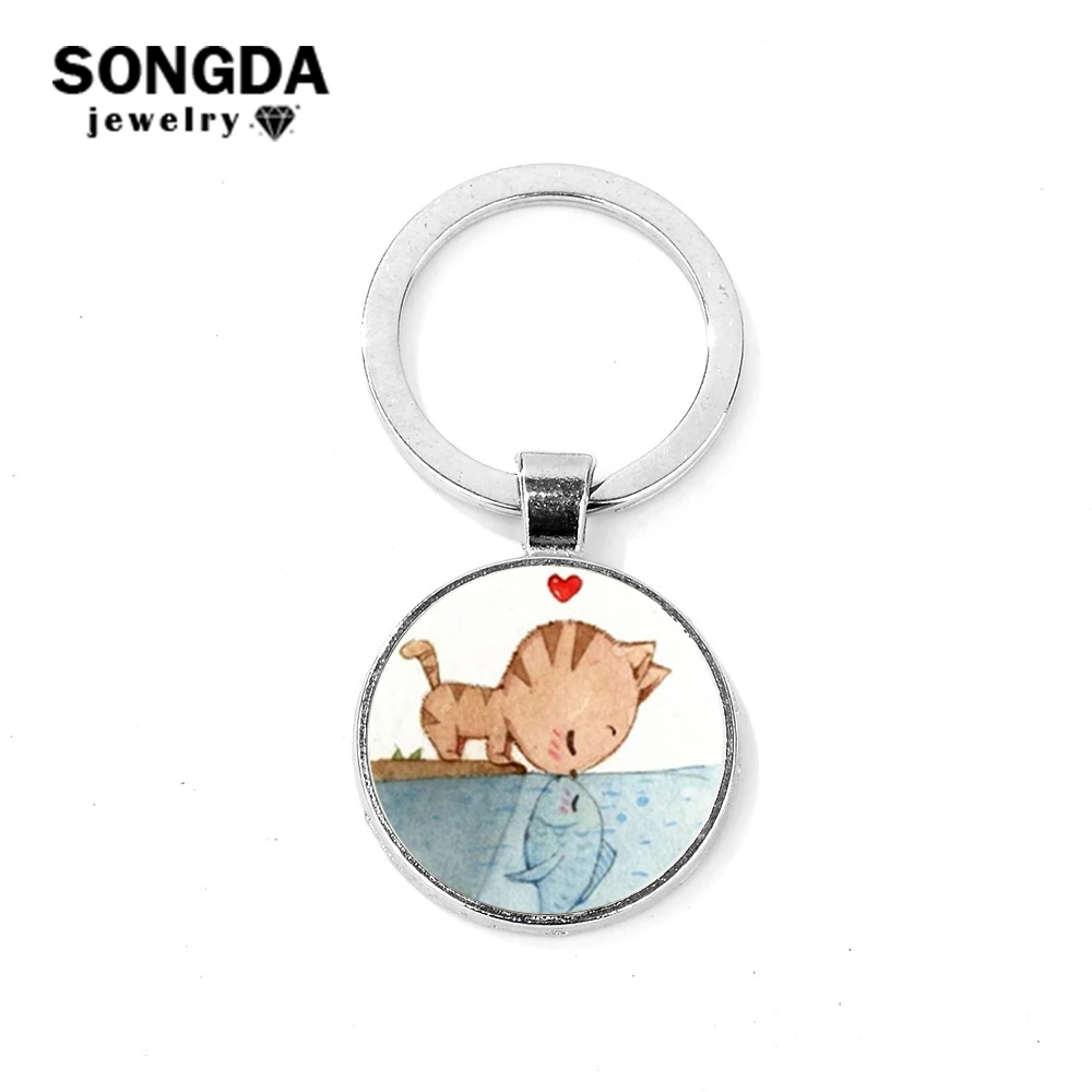 SONGDA Creative Fun Cat Fish Best Friend Key Chain Handmade Photo Glass Dome Metal Key Ring Cute Cartoon Animals Lovers Keychain
SONGDA Creative Fun Cat Fish Best Friend Key Chain Handmade Photo Glass Dome Metal Key Ring Cute Cartoon Animals Lovers Keychain