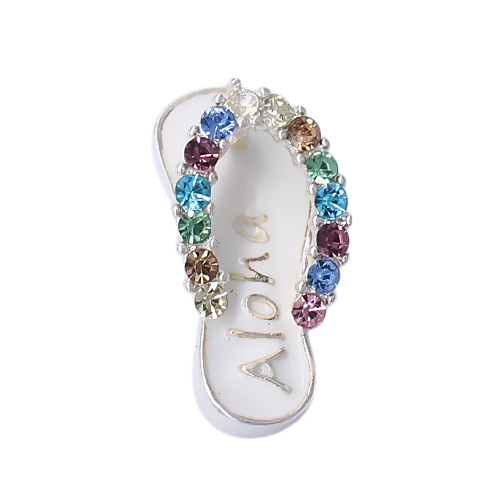 Custom White Enamel Colorful Crystal Rhinestone Flip Flop Slipper Charms and Pendant Summer Beach Jewelry For Jewelry Making
Custom White Enamel Colorful Crystal Rhinestone Flip Flop Slipper Charms and Pendant Summer Beach Jewelry For Jewelry Making
