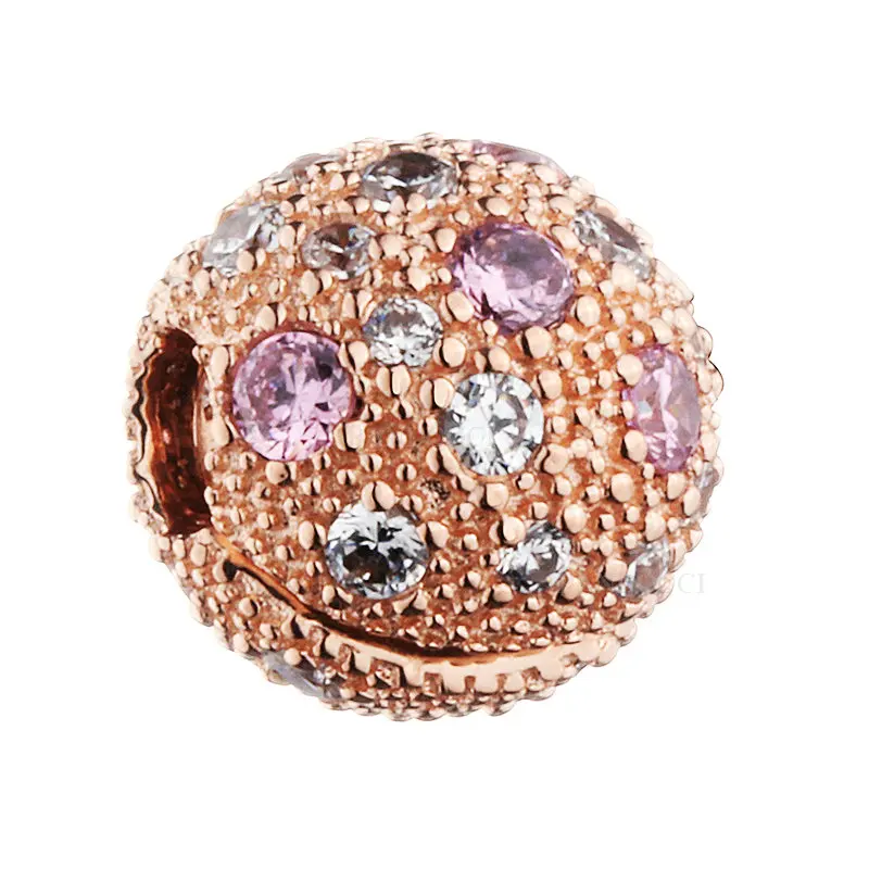 2017 New Autumn Rose Gold 925 Sterling Silver Shinning Safety Clip Beads DIY Fits for European Original Bracelets Charm Jewelry | Украшения