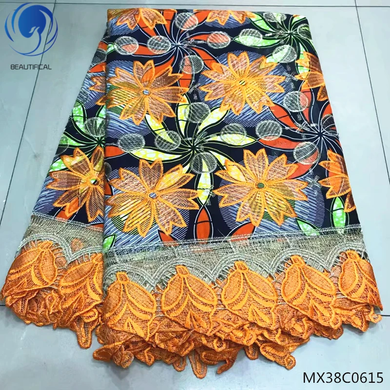BEAUTIFICAL wax african fabric ankara african wax print fabric with water soluble lace fabric 6 yards for party MX38C0613-23
BEAUTIFICAL wax african fabric ankara african wax print fabric with water soluble lace fabric 6 yards for party MX38C0613-23