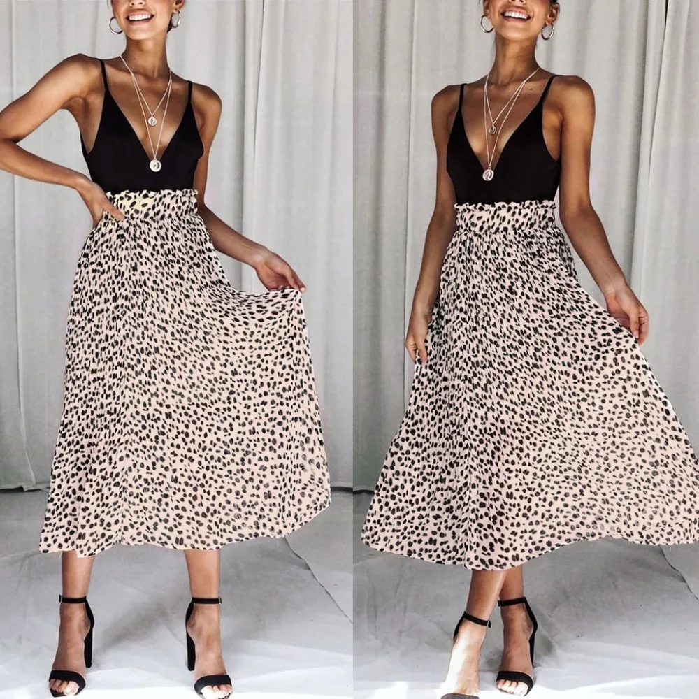 2019 New Women's Skirt Fashion Women Elastic Waist Leopard Skirt Vintage A-line Skirts Loose Long Skirt Swing 19March19
2019 New Women's Skirt Fashion Women Elastic Waist Leopard Skirt Vintage A-line Skirts Loose Long Skirt Swing 19March19