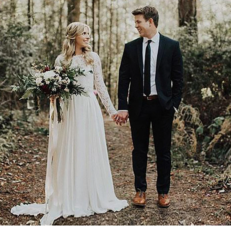 Beautiful Long Sleeves Lace Wedding Dress Modest 2018 A-line Two-pieces Buttons Birdal Gown Elegant Romantic Sexy Dress
Beautiful Long Sleeves Lace Wedding Dress Modest 2018 A-line Two-pieces Buttons Birdal Gown Elegant Romantic Sexy Dress