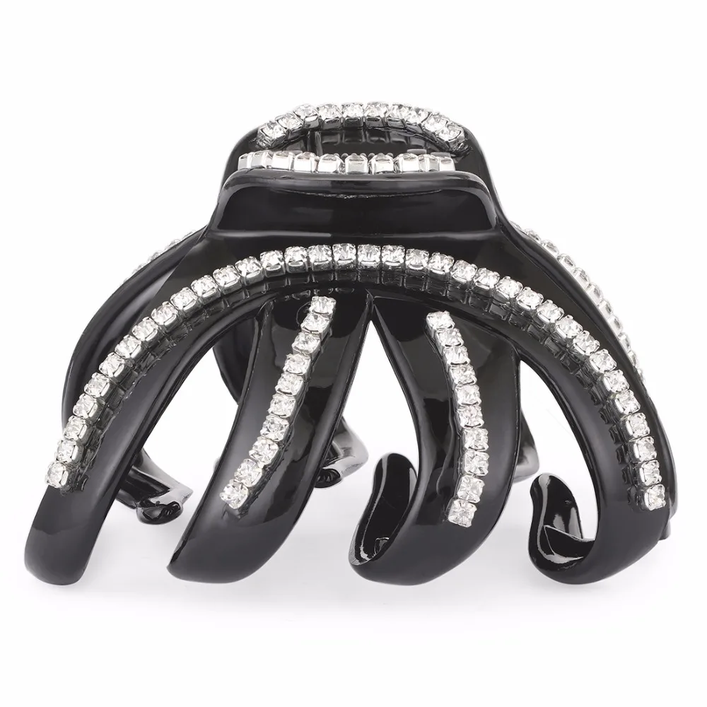 Plastic Octopus Hair Clip Fashion Hair Claw Black Hairpin Crystal Hair Accessories for Women Large Hair Crab Grip Clamp HC372
Plastic Octopus Hair Clip Fashion Hair Claw Black Hairpin Crystal Hair Accessories for Women Large Hair Crab Grip Clamp HC372