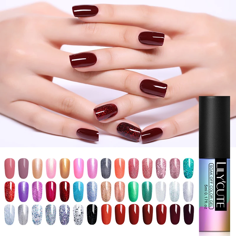 LILYCUTE Glitter UV Gel Polish Semi Permanent Hybrid Gellak Set For Nail Manicure Soak off Top Coat White Gel Varnishes
LILYCUTE Glitter UV Gel Polish Semi Permanent Hybrid Gellak Set For Nail Manicure Soak off Top Coat White Gel Varnishes