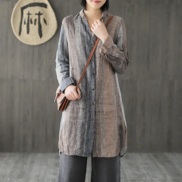 Vintage Cotton Linen Striped Tops 2019 Spring New Big Size Long single-breasted Female Korean Fashion Blouse YoYiKamomo
Vintage Cotton Linen Striped Tops 2019 Spring New Big Size Long single-breasted Female Korean Fashion Blouse YoYiKamomo