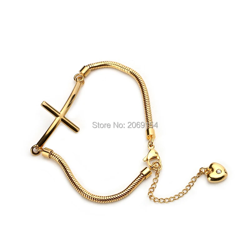 Women Fine Jewelry Fashion Pendant Cross Chain Link Bracelet & Bangle Classic Gold Titanium Wristband Charm Brand For Girl 
Women Fine Jewelry Fashion Pendant Cross Chain Link Bracelet & Bangle Classic Gold Titanium Wristband Charm Brand For Girl