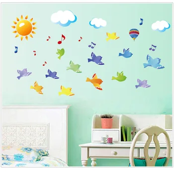 Sky Birds Sun Balloon Cloud cartoon Wall Sticker for Bedroom kid sroom living room Home Decor vinyl Kindergarten poster AY7265
Sky Birds Sun Balloon Cloud cartoon Wall Sticker for Bedroom kid sroom living room Home Decor vinyl Kindergarten poster AY7265