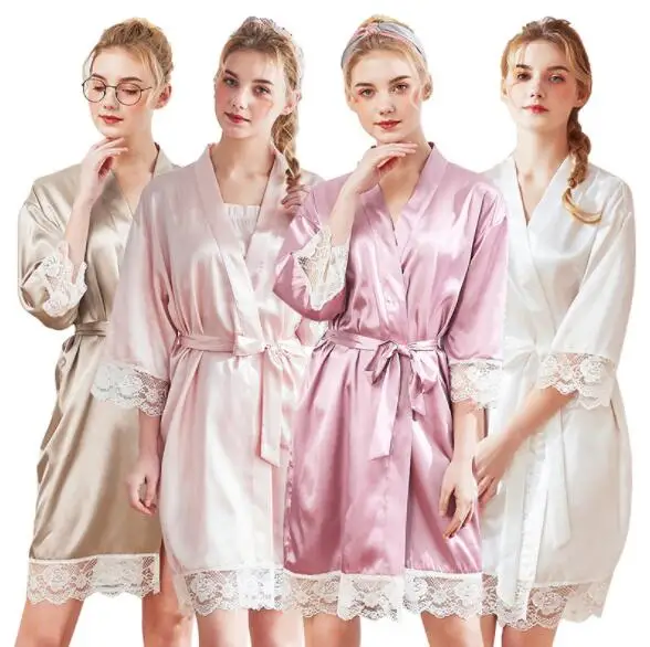 Plus Size Silk Bridesmaid Robes Nightie 2019 Spring Summer Dressing Gowns for Women Kimono Robe Sleepwear Night Dress Pink White
Plus Size Silk Bridesmaid Robes Nightie 2019 Spring Summer Dressing Gowns for Women Kimono Robe Sleepwear Night Dress Pink White