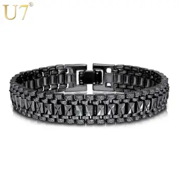 U7 Mens Bracelet Punk Biker Style Black/Silver/Gold Big Wide 12mm Chunky Chain Link Wrist Bracelets Father's Day Gift H550
U7 Mens Bracelet Punk Biker Style Black/Silver/Gold Big Wide 12mm Chunky Chain Link Wrist Bracelets Father's Day Gift H550