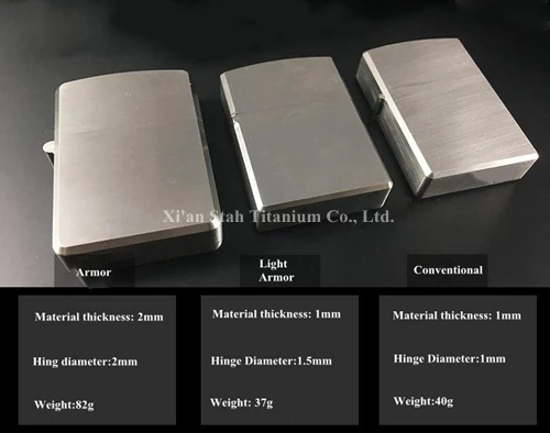 Titanium TC4 Oil Lighter Sleeve Case Heavy Armor / Light Armor / Conventional Shell Durable Brushed Stonewashed Flamed Finishing
Titanium TC4 Oil Lighter Sleeve Case Heavy Armor / Light Armor / Conventional Shell Durable Brushed Stonewashed Flamed Finishing