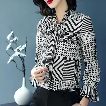 Europe New 2020 Spring Women's Fashion Casual O New Bow Printing Flare Sleeve Chiffon Blouses Tops Female Transparent Shirts Tee
Europe New 2020 Spring Women's Fashion Casual O New Bow Printing Flare Sleeve Chiffon Blouses Tops Female Transparent Shirts Tee