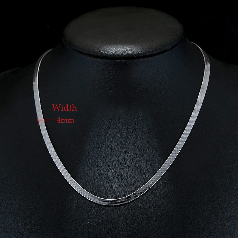 

Fashion Hot Sale Punk Clavicle Necklace 925 Sterling Silver Simple Collar Necklaces Flat Snake Chain Women&Man Jewelry Gift