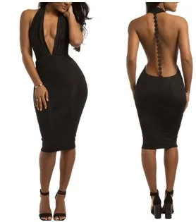 Women Summer Sexy Dress Black Backless Deep V Low Cut Bodycon Dress Sleeveless Package Hip Halter Bandage Dress
Women Summer Sexy Dress Black Backless Deep V Low Cut Bodycon Dress Sleeveless Package Hip Halter Bandage Dress