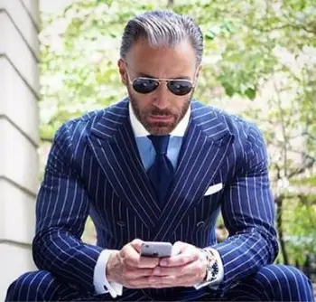 Latest Coat Pant Designs Navy Blue Stripe Men Suit Double Breasted Blazer Slim Fit 2 Piece Tuxedo Custom Groom Prom Suits Ternos
Latest Coat Pant Designs Navy Blue Stripe Men Suit Double Breasted Blazer Slim Fit 2 Piece Tuxedo Custom Groom Prom Suits Ternos