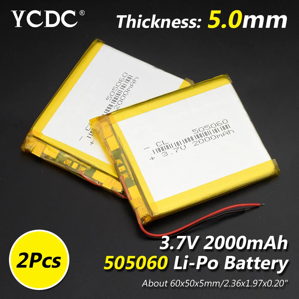 Size 505060 3.7v 2000mAh li-ion Lipo cells Lithium Li-Po Polymer Rechargeable Battery For interphone Bluetooth speaker POS GPS
Size 505060 3.7v 2000mAh li-ion Lipo cells Lithium Li-Po Polymer Rechargeable Battery For interphone Bluetooth speaker POS GPS