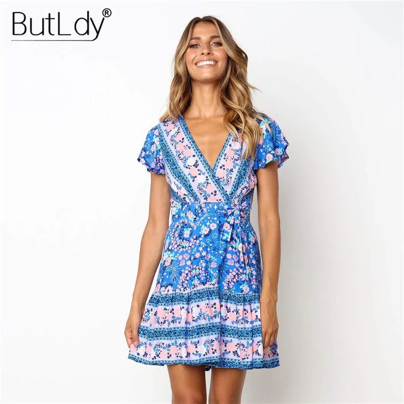 Sexy Bohemian Boho Beach Dress Women Print Floral Blue Mini Summer Dress 2019 Fashion Female Sundress Short Sleeve Chic Dresses
Sexy Bohemian Boho Beach Dress Women Print Floral Blue Mini Summer Dress 2019 Fashion Female Sundress Short Sleeve Chic Dresses