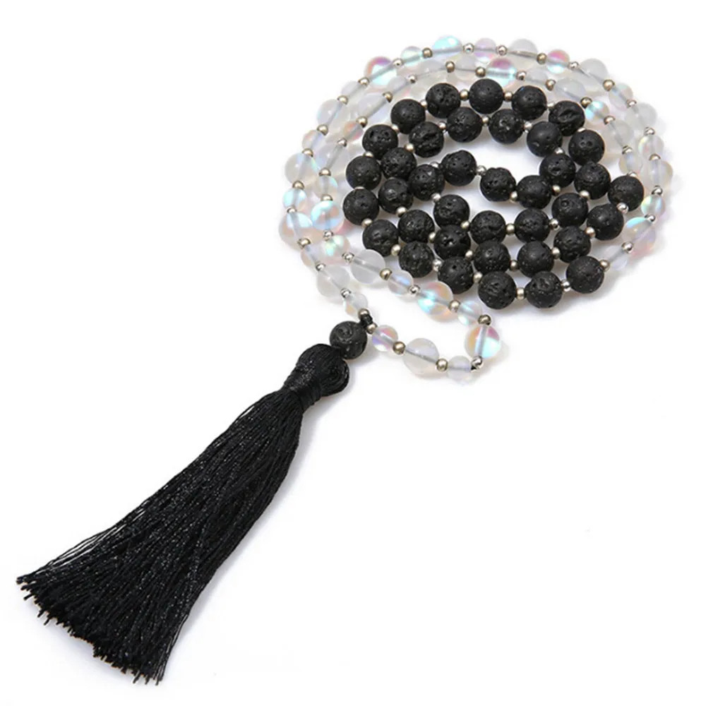 Fashion White Moonstone Natural Black Volcanic Lava Beaded 108 Necklace Tassel Pendant Yoga Women's Beads Sweater Chain Dropship
Fashion White Moonstone Natural Black Volcanic Lava Beaded 108 Necklace Tassel Pendant Yoga Women's Beads Sweater Chain Dropship