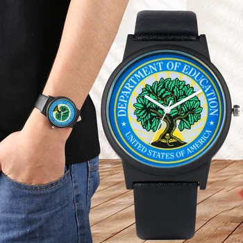 Men's Classic Pin Buckle Quartz Analog Wristwatch The US Department of Education Logo Watch Comfortable Black Leather Strap
Men's Classic Pin Buckle Quartz Analog Wristwatch The US Department of Education Logo Watch Comfortable Black Leather Strap