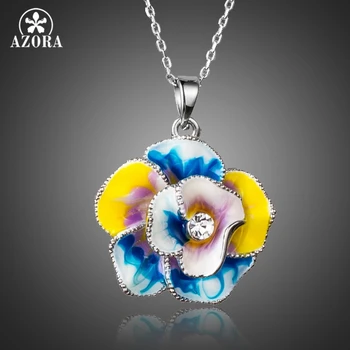 AZORA Unique Design Multicolour Stellux Austrian Crystals Oil Painting Pattern Flower Pendant Necklace TN0162
AZORA Unique Design Multicolour Stellux Austrian Crystals Oil Painting Pattern Flower Pendant Necklace TN0162
