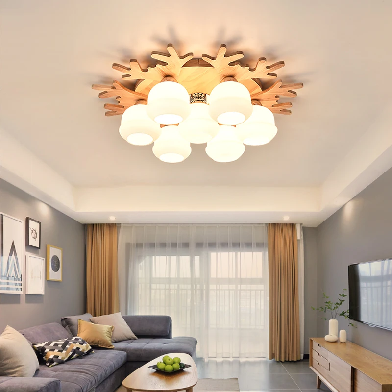 Modern simple solid wood Led ceiling lights plafond lamp for home living room lights ceiling light fixture bedroom lamps