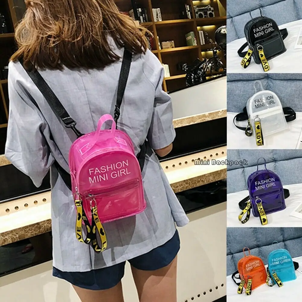 Women Mini Letter Printed Backpack Transparent PVC Shoulder School Rucksack Ladies Girls Travel Bag
Women Mini Letter Printed Backpack Transparent PVC Shoulder School Rucksack Ladies Girls Travel Bag