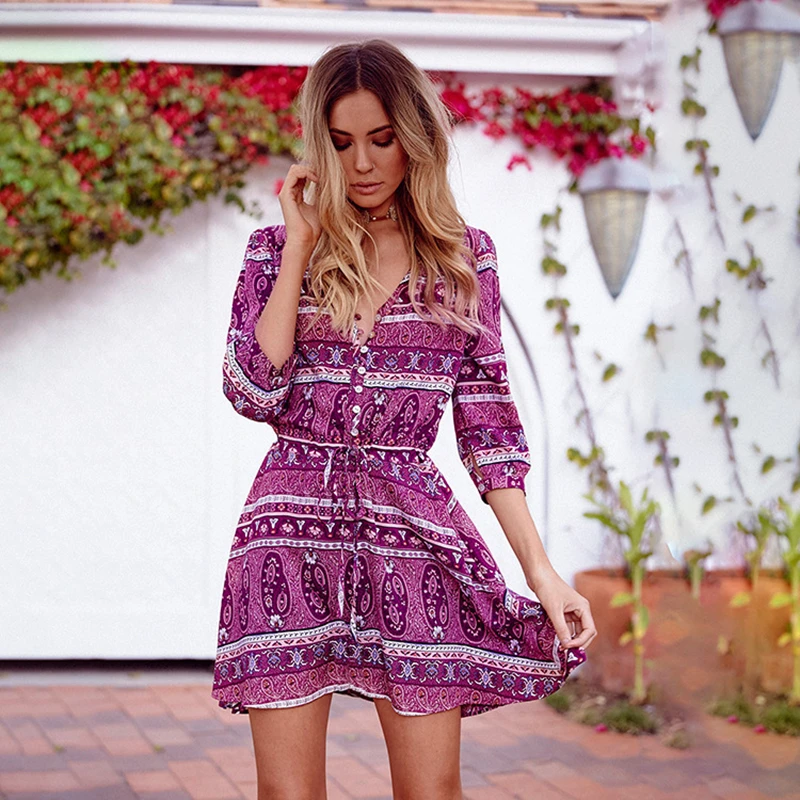 Women Sexy Boho Beach Dress Hippie Chic Style Summer Mini V-Neck Lace Tied Up Vintage Floral Print Ethnic Dresses Clothing Hot
Women Sexy Boho Beach Dress Hippie Chic Style Summer Mini V-Neck Lace Tied Up Vintage Floral Print Ethnic Dresses Clothing Hot