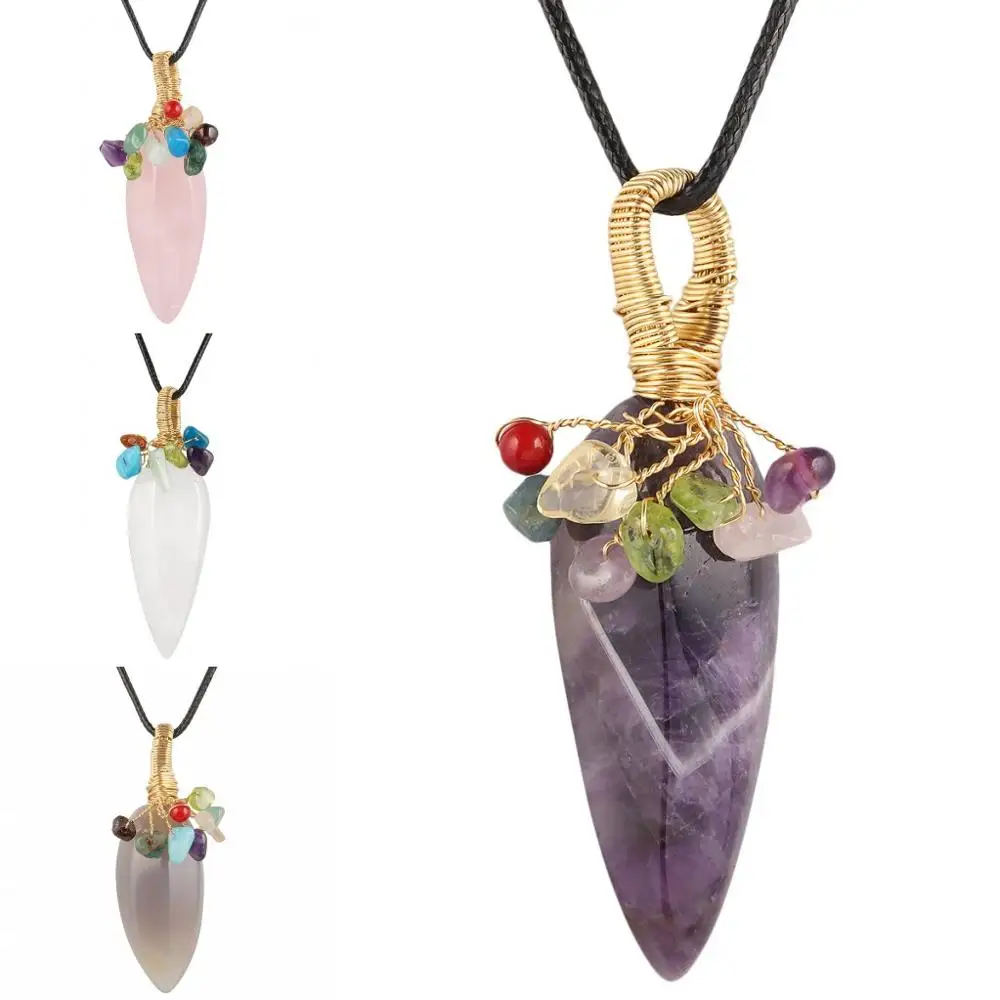 TUMBEELLUWA Natural Crystal Faceted Stone Healing Point Pendant for Necklace,Copper Wire Wrapped Gem stone Chips Pendant Jewelry
TUMBEELLUWA Natural Crystal Faceted Stone Healing Point Pendant for Necklace,Copper Wire Wrapped Gem stone Chips Pendant Jewelry