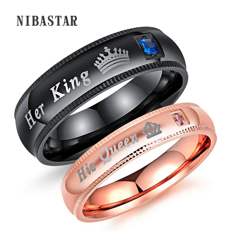 Engagement Promise Ring Bands Her King And His Queen Stainless Steel Wedding Rings For Women Men Anel Masculino
Engagement Promise Ring Bands Her King And His Queen Stainless Steel Wedding Rings For Women Men Anel Masculino