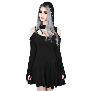 Dress Gothic Pure Color With Hoods Low Cut Cold Shoulder Zippe Party Mini Dresses Dresses Dresses De Verano Women's Dresses
Dress Gothic Pure Color With Hoods Low Cut Cold Shoulder Zippe Party Mini Dresses Dresses Dresses De Verano Women's Dresses