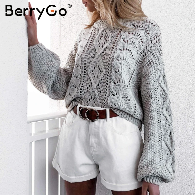BerryGo Casual Hollow out knitted sweater women Lantern sleeve female autumn pullover sweaters loose O-neck winter ladies jumper
BerryGo Casual Hollow out knitted sweater women Lantern sleeve female autumn pullover sweaters loose O-neck winter ladies jumper